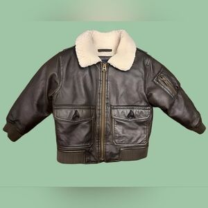 EUC GAP Kids Dark Brown Jacket with Shearling Collar